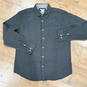 Carbon 2 Cobalt Button Down Shirt Mens Medium M Black Blue Long Sleeve